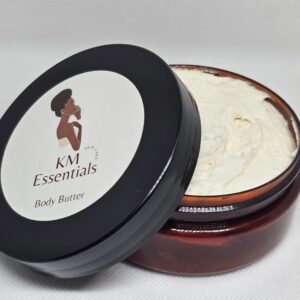 sweet almond body butter in 2 oz jar with cap and logo